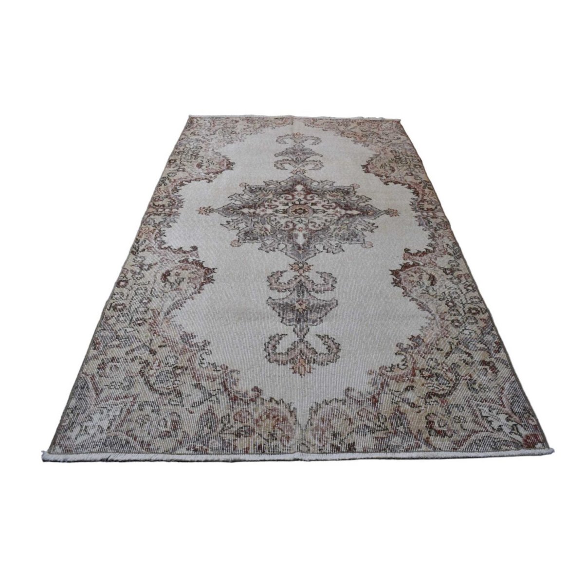 Beige vintage vloerkleed - 212x115 cm - HANDGEMAAKT