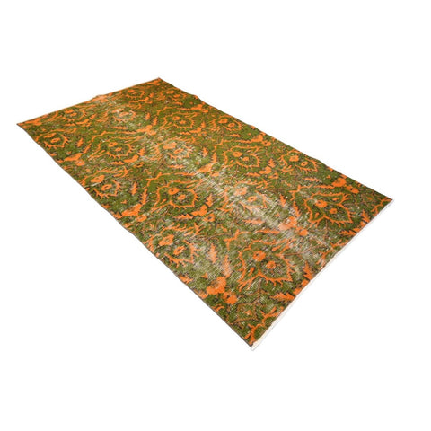 Oranje groen vintage vloerkleed - 192x111 cm - HANDGEMAAKT