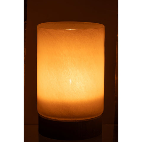 J-Line Windlicht/Vaas Ray Glas/Wilg Wit/Zwart Large