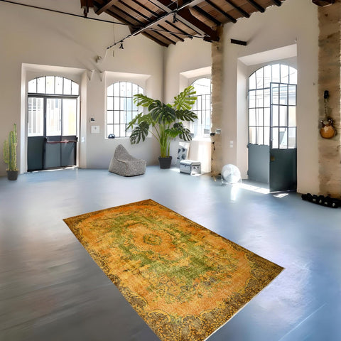 Geel vintage vloerkleed - 283x167 cm - HANDGEMAAKT