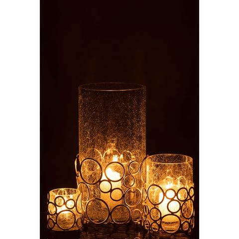 J-Line kaarshouder Kyev - glas/ijzer - transparant/goud - large