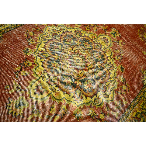 Geel vintage vloerkleed - 222x126 cm - HANDGEMAAKT