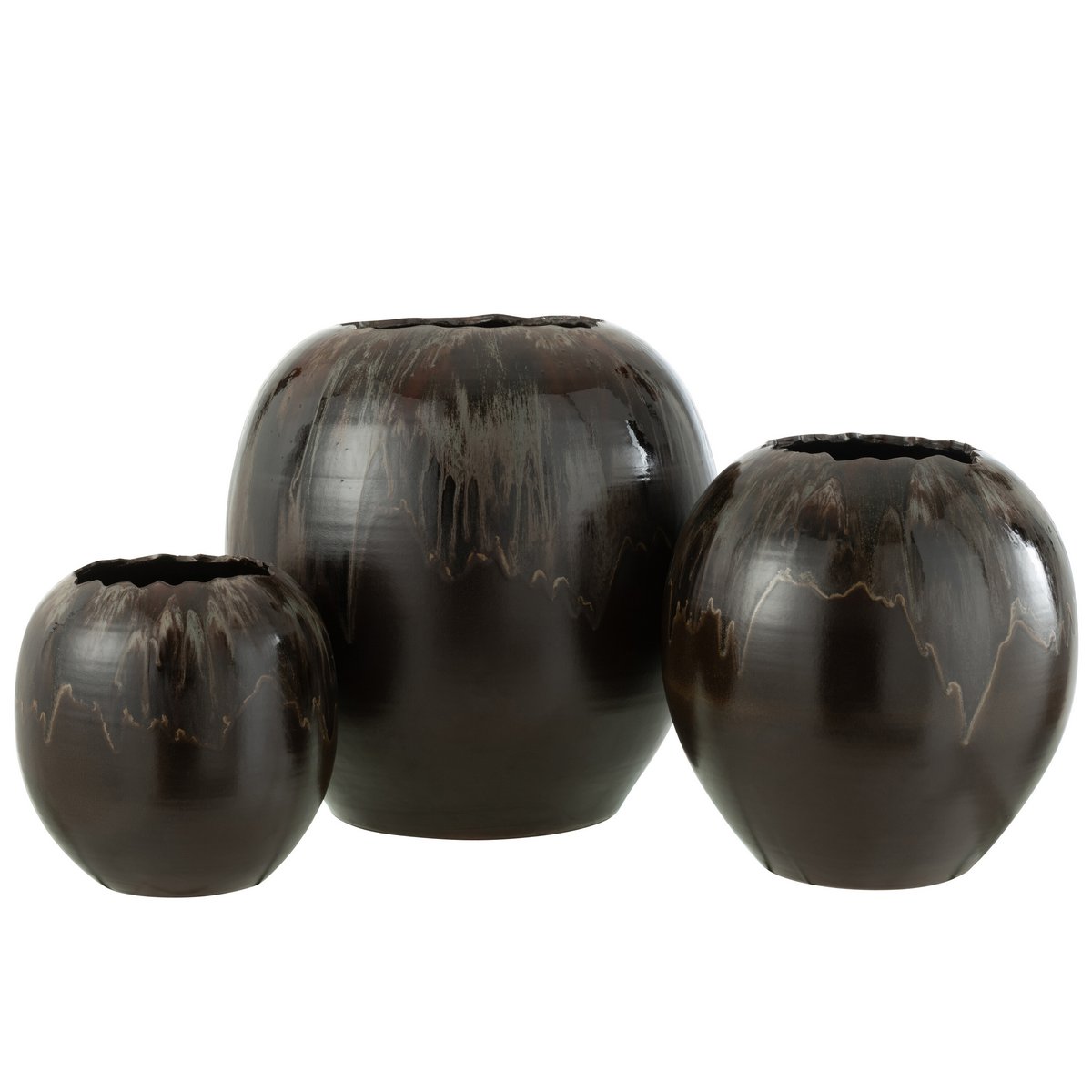 J-Line Bloempot Keramiek Bruin Large
