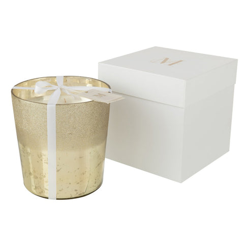 J-Line geurkaars Deluxe - glas - goud - L