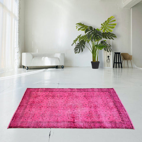 Roze vintage vloerkleed - 195x108 cm - HANDGEMAAKT