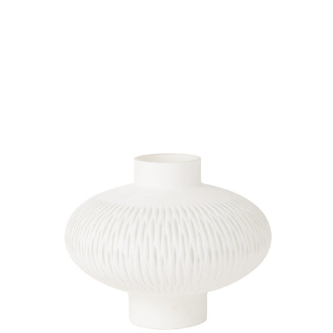J-Line vaas Streep Bal Laag - glas - wit - 24.50 cm hoog