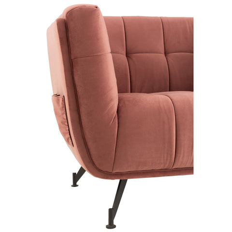 J-Line Lounge Zetel 1-Zit Textiel/Hout/Metaal Antiek Roze