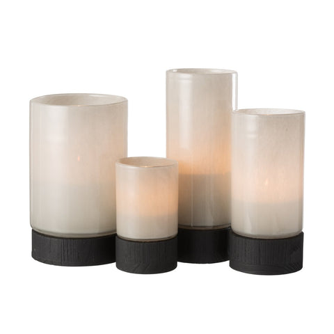 J-Line Windlicht/Vaas Ray Glas/Wilg Wit/Zwart Extra Large