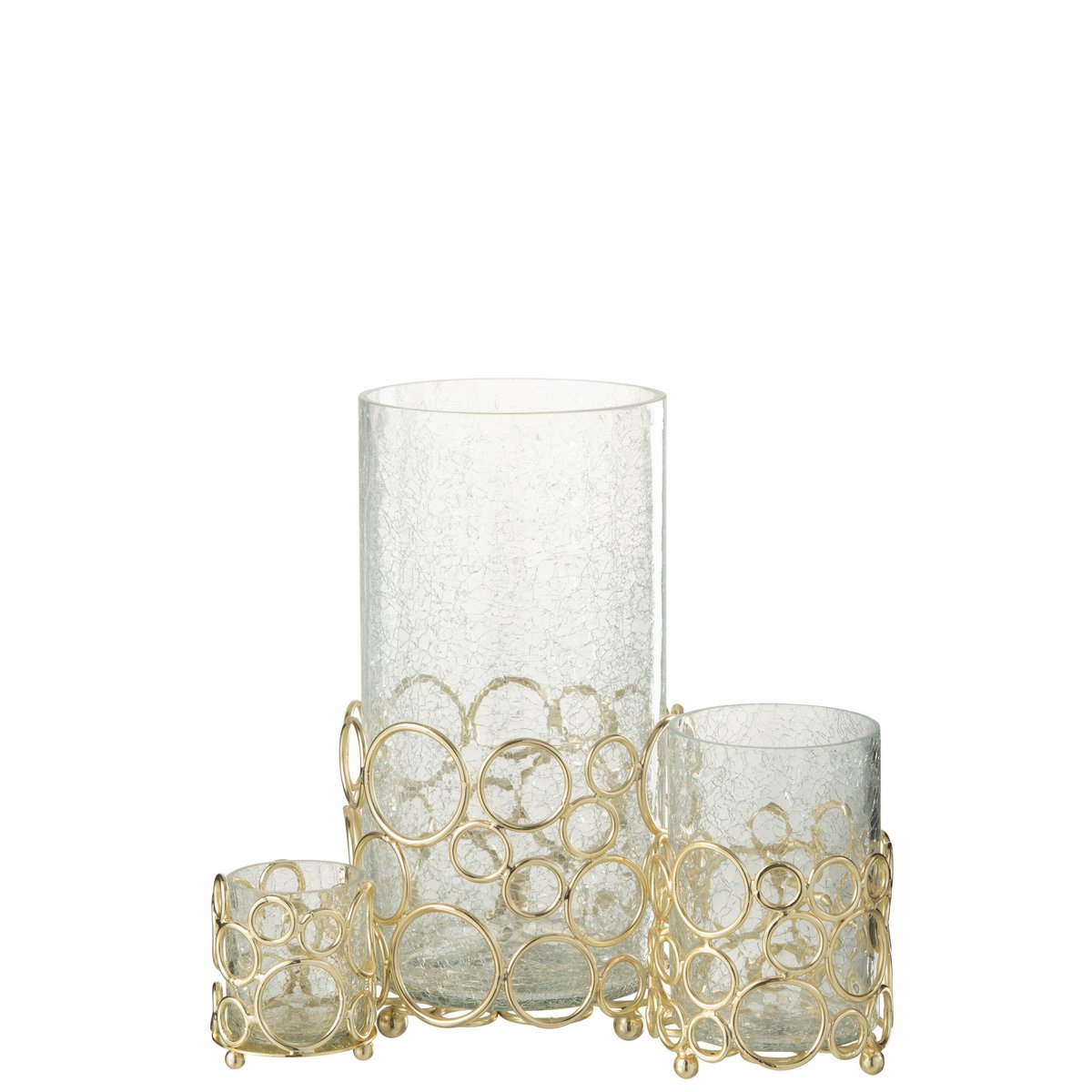 J-Line kaarshouder Kyev - glas/ijzer - transparant/goud - large