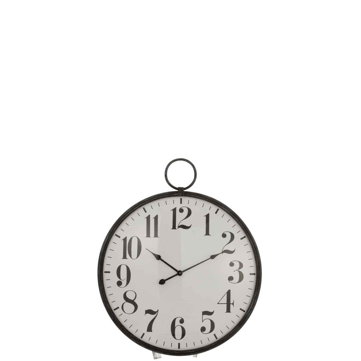 J-Line Rond Bol klok - glas/ metaal - zwart - Ø 13 cm