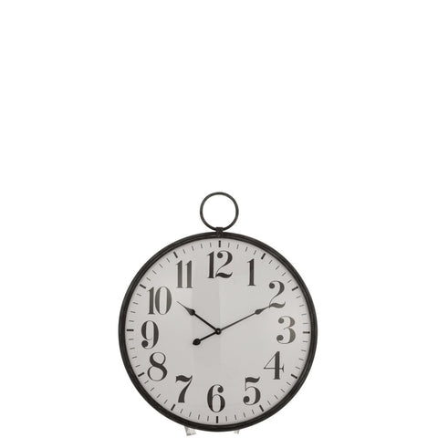 J-Line Rond Bol klok - glas/ metaal - zwart - Ø 13 cm