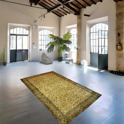 Geel vintage vloerkleed - 282x170 cm - HANDGEMAAKT