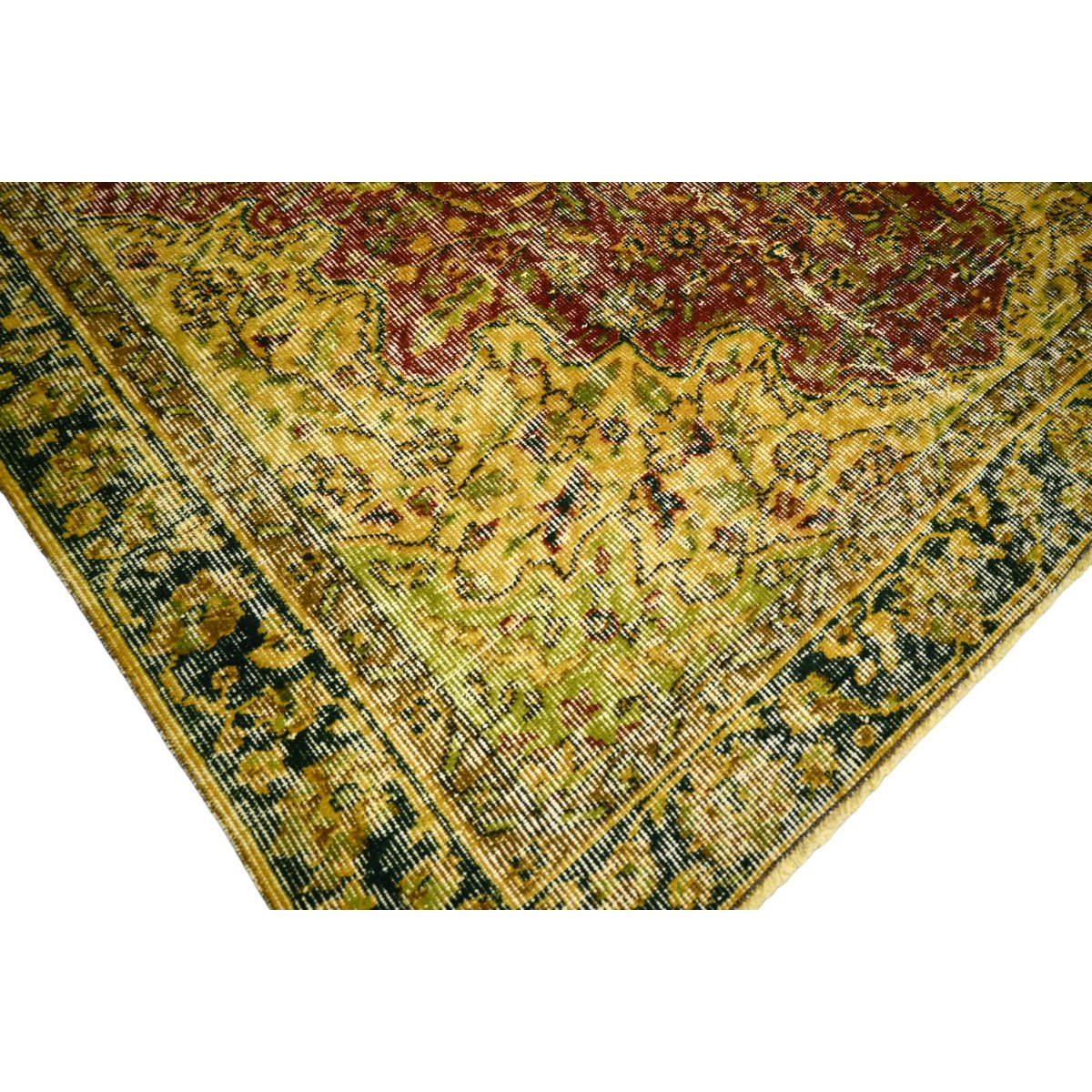 Geel vintage vloerkleed - 224x157 cm - HANDGEMAAKT