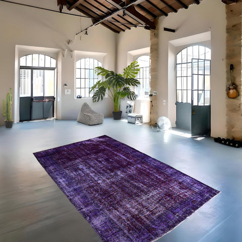 Super vintage paars vloerkleed - 304x188 cm - HANDGEMAAKT