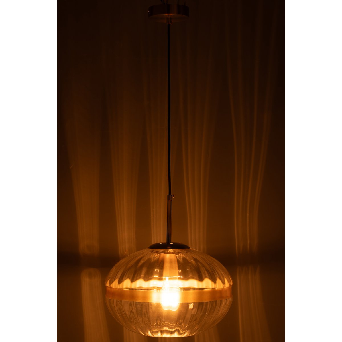 J-Line Hanglamp Ovaal Ijzer/Glas Transparant Goud