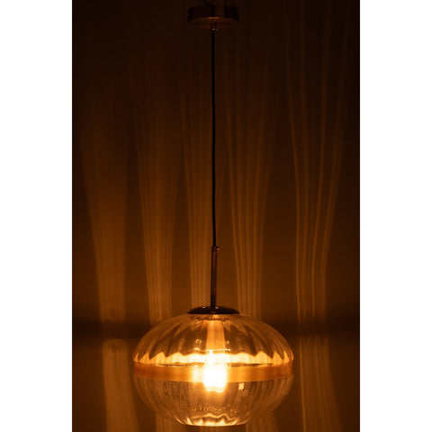 J-Line Hanglamp Ovaal Ijzer/Glas Transparant Goud