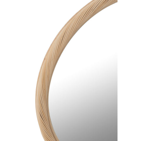 J-Line wandspiegel Rond Rotan/glas Naturel Medium