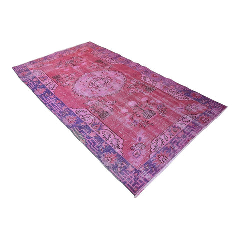 Roze vintage vloerkleed - 265x148 cm - HANDGEMAAKT