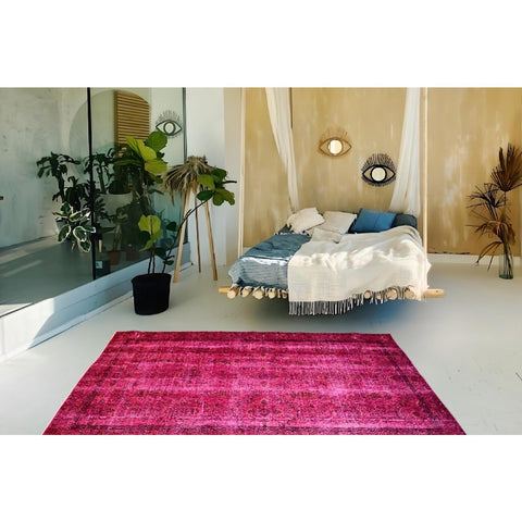 Roze vintage vloerkleed - 257x155 cm - HANDGEMAAKT