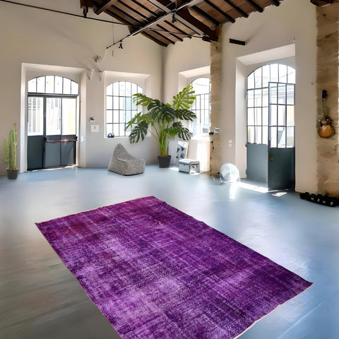 Paars vintage vloerkleed - 258x173 cm - HANDGEMAAKT