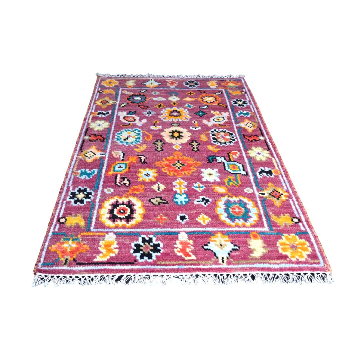 Roze Azeri vloerkleed - 95x67 cm - HANDGEMAAKT