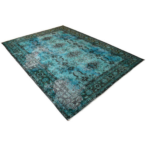 Turquoise vintage vloerkleed - 284x209 cm - HANDGEMAAKT