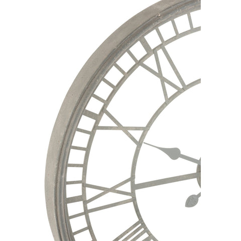 J-Line Romeinse Cijfers klok - metaal/ glas - grijs - Ø 67 cm