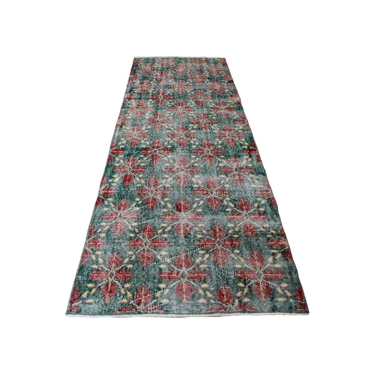 Bloemen vintage vloerkleed - 254x90 cm - HANDGEMAAKT