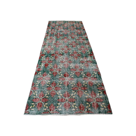 Bloemen vintage vloerkleed - 254x90 cm - HANDGEMAAKT