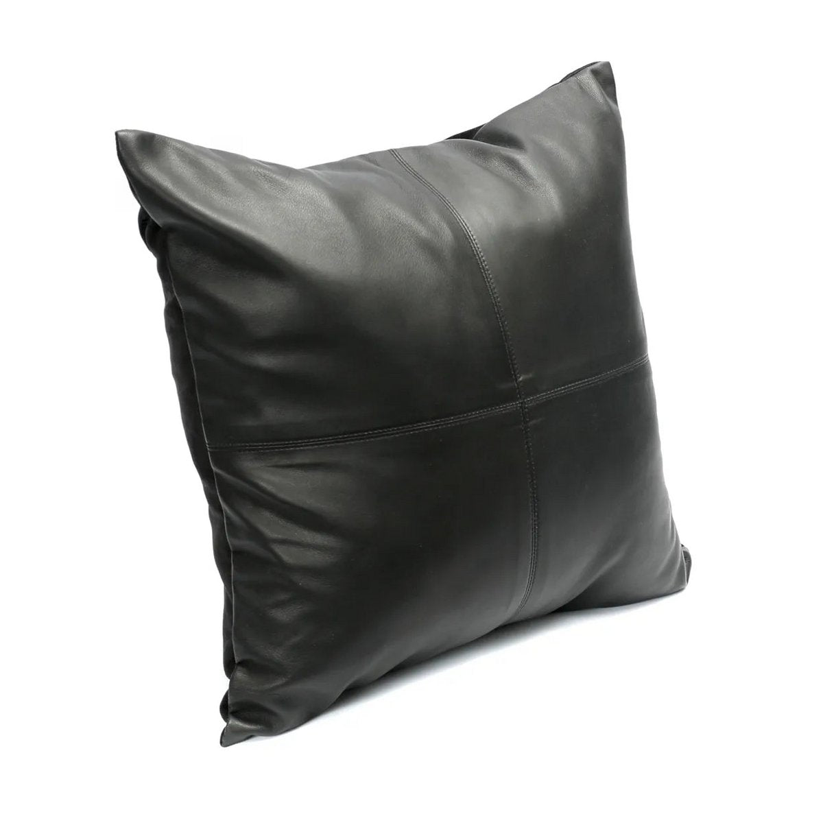De leren kussenhoes met vier panelen - Zwart - 40x40