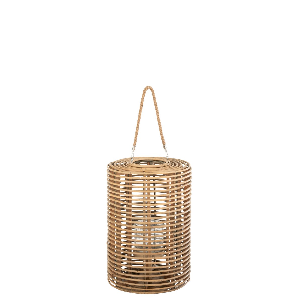 J-Line Lantaarn Rond Lang Rotan Licht Naturel
