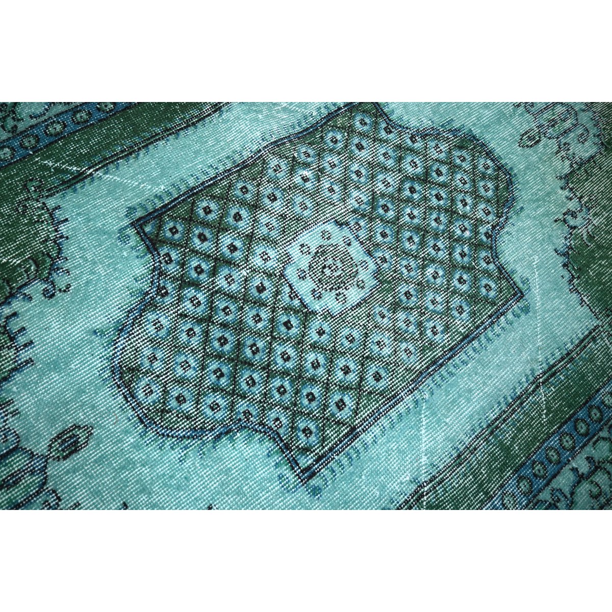 Turquoise vintage vloerkleed - 194x110 cm - HANDGEMAAKT