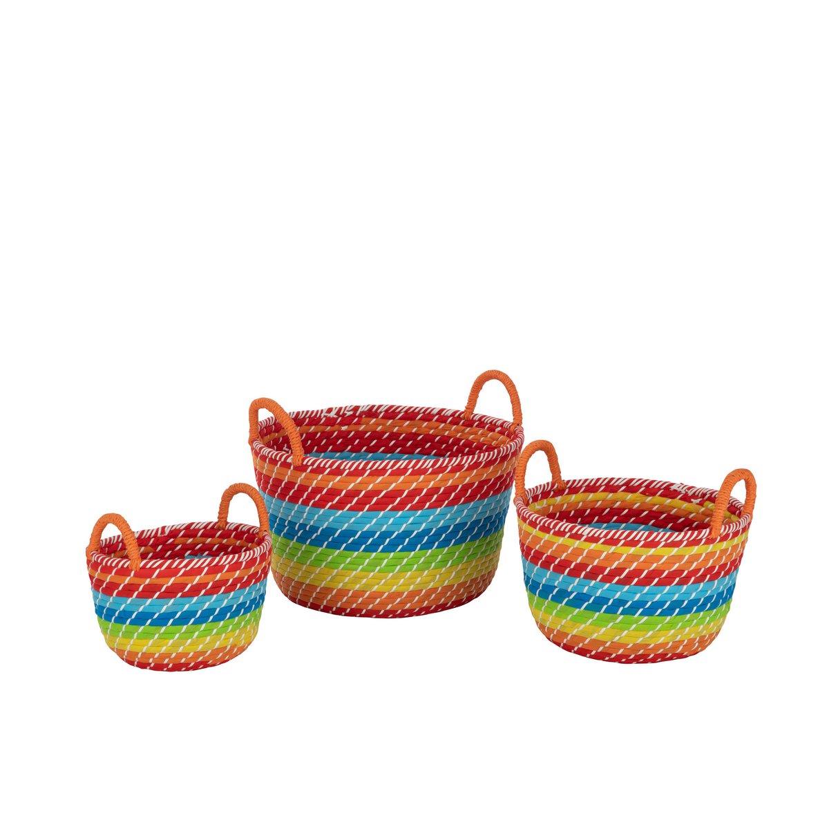 J-Line Set Van 3 Mand Regenboog Strepen+Handvaten Zeegras Mix