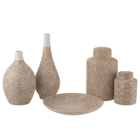 J-Line Vaas Wabi Peer Porselein Beige/Wit