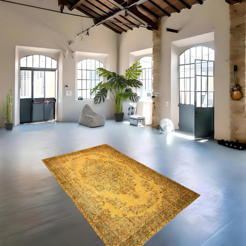 Geel vintage vloerkleed - 271x163 cm - HANDGEMAAKT