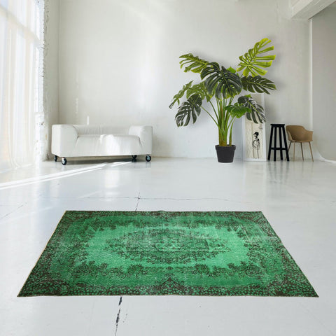 Groen vintage vloerkleed - 218x113 cm - HANDGEMAAKT