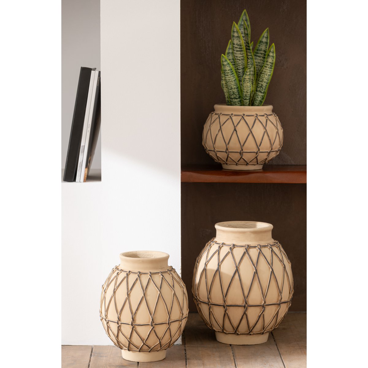 J-Line bloempot Berber - cement - beige - medium