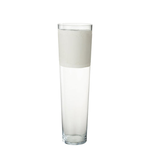 J-Line vaas Delph - glas - transparant/wit - large