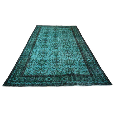 Turquoise vintage vloerkleed - 277x167 cm - HANDGEMAAKT