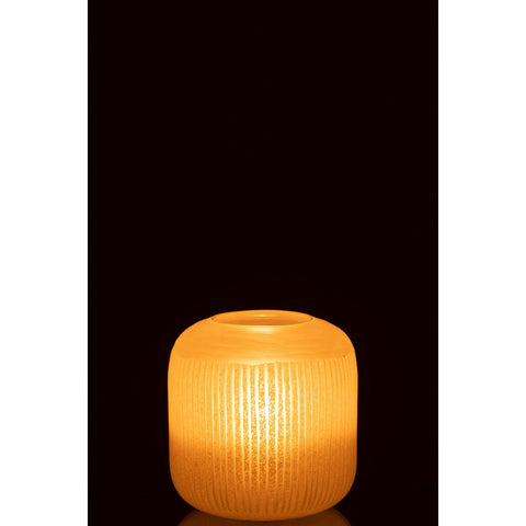 J-Line vaas Strepen - glas - lichtgeel - small