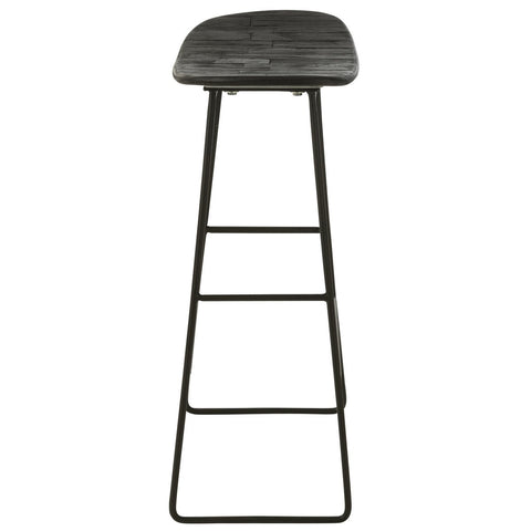 J-Line stoel Rechthoekig - gerecycleerd teak - zwart - large
