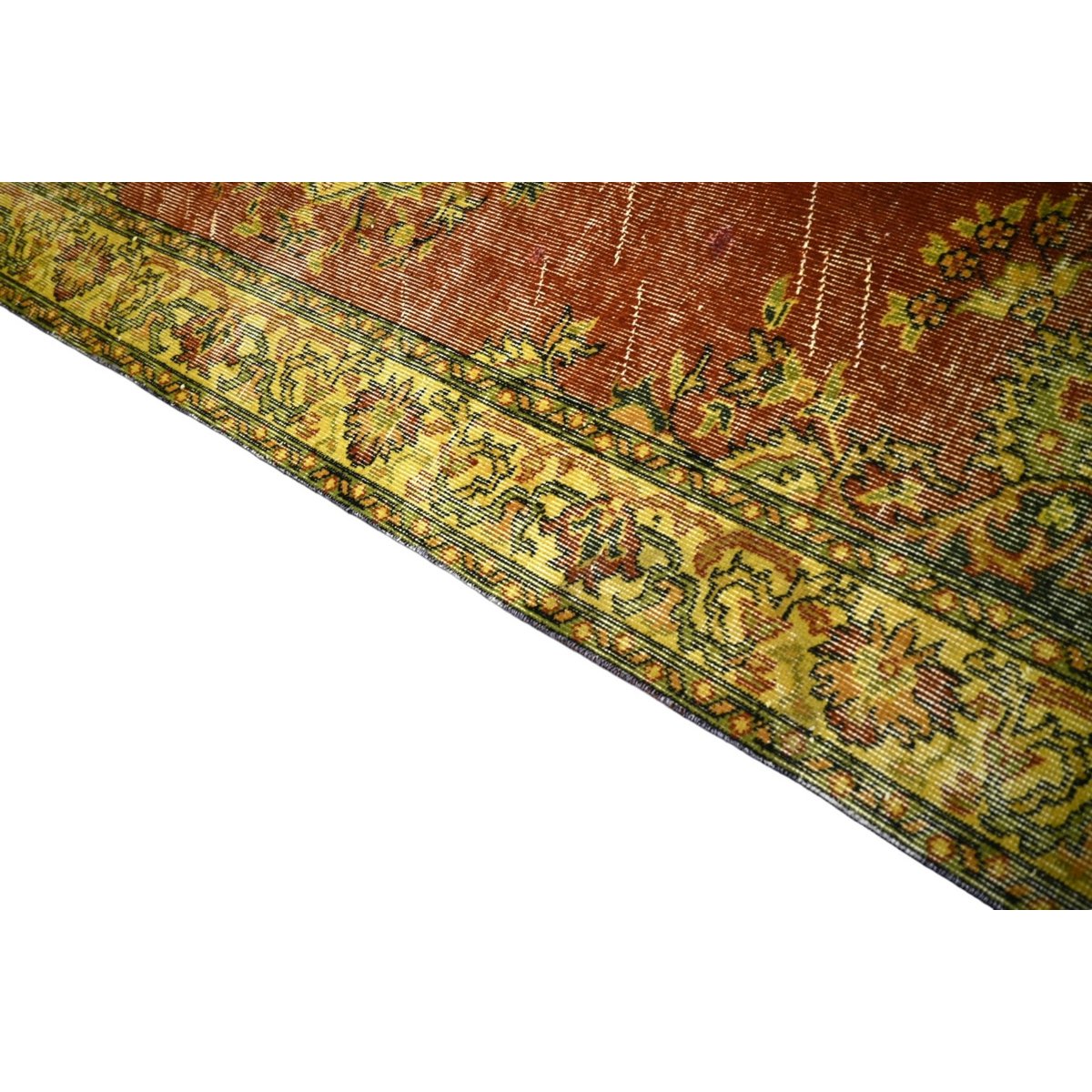 Geel vintage vloerkleed - 222x126 cm - HANDGEMAAKT