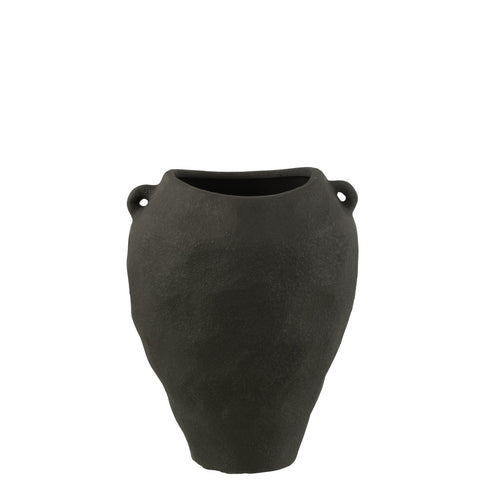 J-Line vaas Clara Klei - keramiek - zwart - 38.00 cm hoog