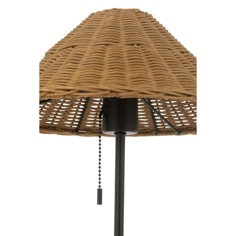 J-Line tafellamp - metaal/rotan - zwart/naturel