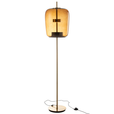 J-Line staanlamp - glas - bruin - LED lichtjes