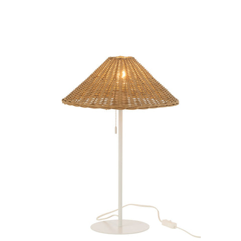 J-Line tafellamp - metaal/rotan - wit/naturel