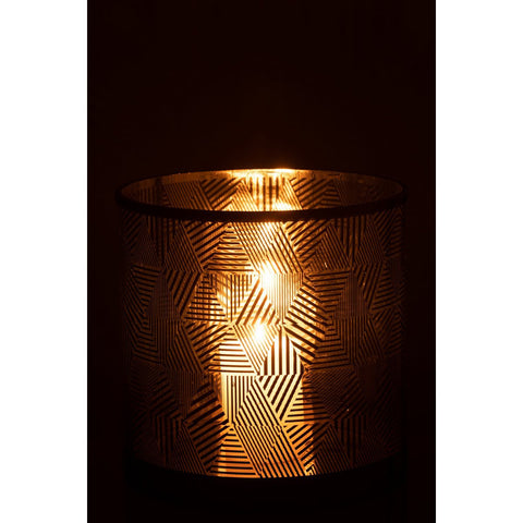 J-Line windlicht Driehoeken Strepen - glas - bruin - large