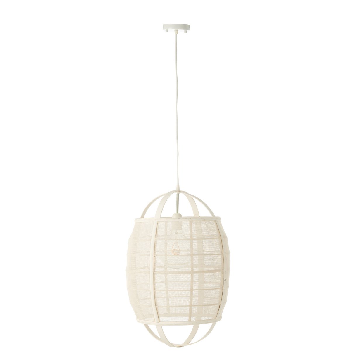 J-Line Hanglamp Ion Linnen/Bamboe Wit Small