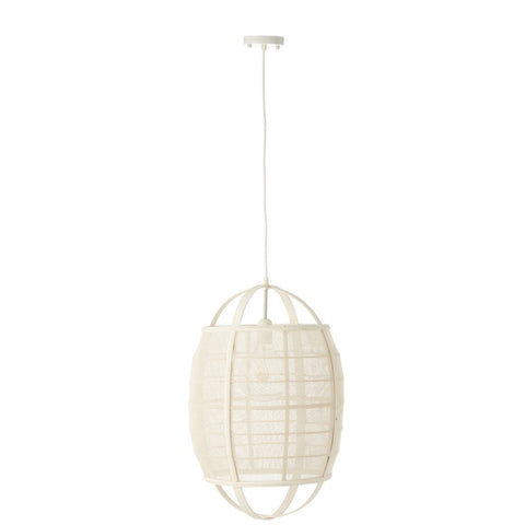 J-Line Hanglamp Ion Linnen/Bamboe Wit Small