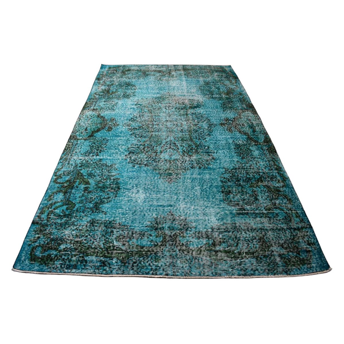 Turquoise vintage vloerkleed - 278x162 cm - HANDGEMAAKT